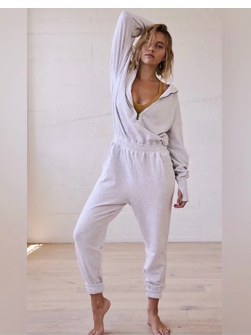 FP Movement training day heathered grey Zip-Up Relaxed Jumpsuit